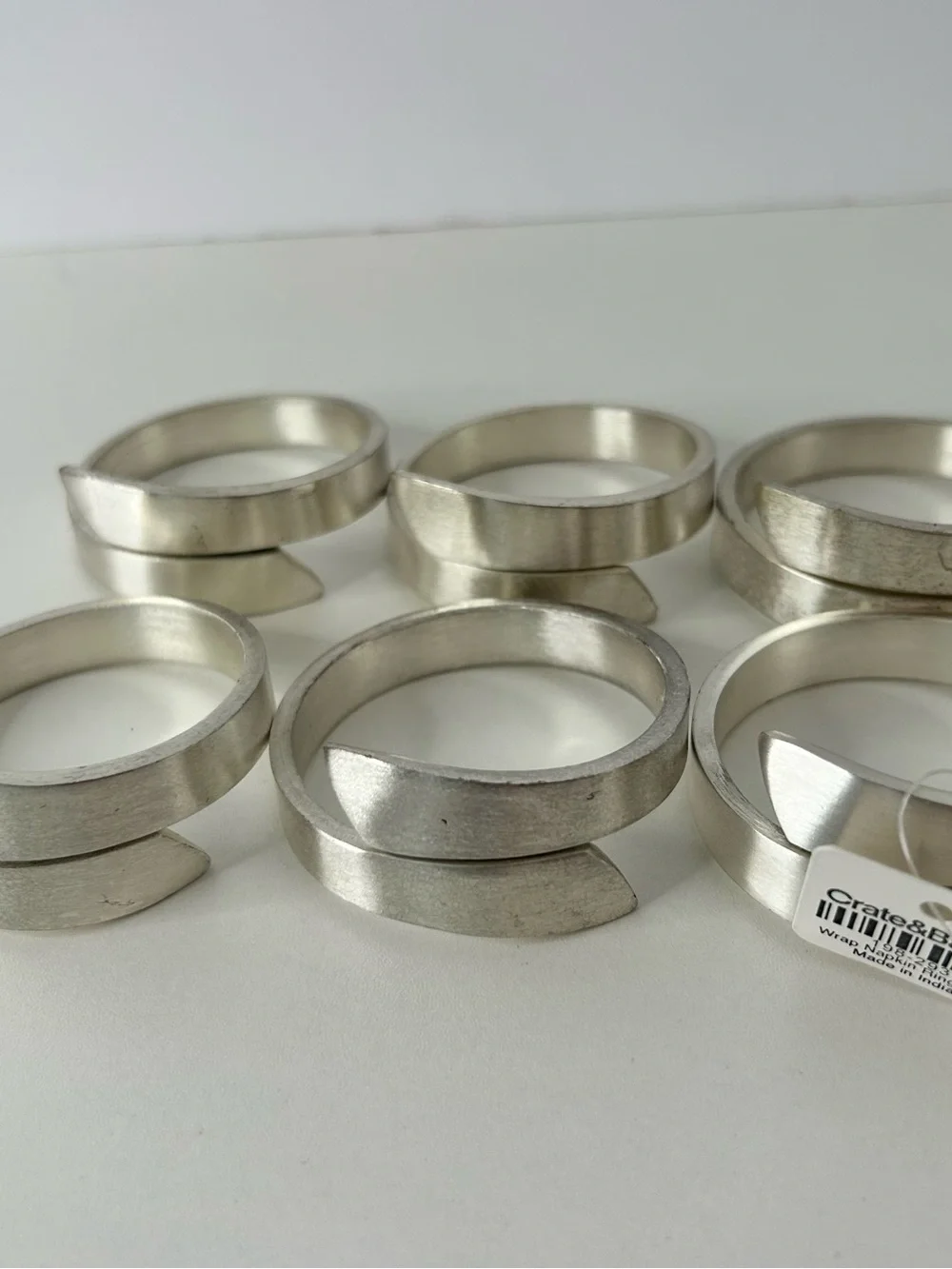 Set of 6 Crate and Barrel l Silver Napkin Rings
